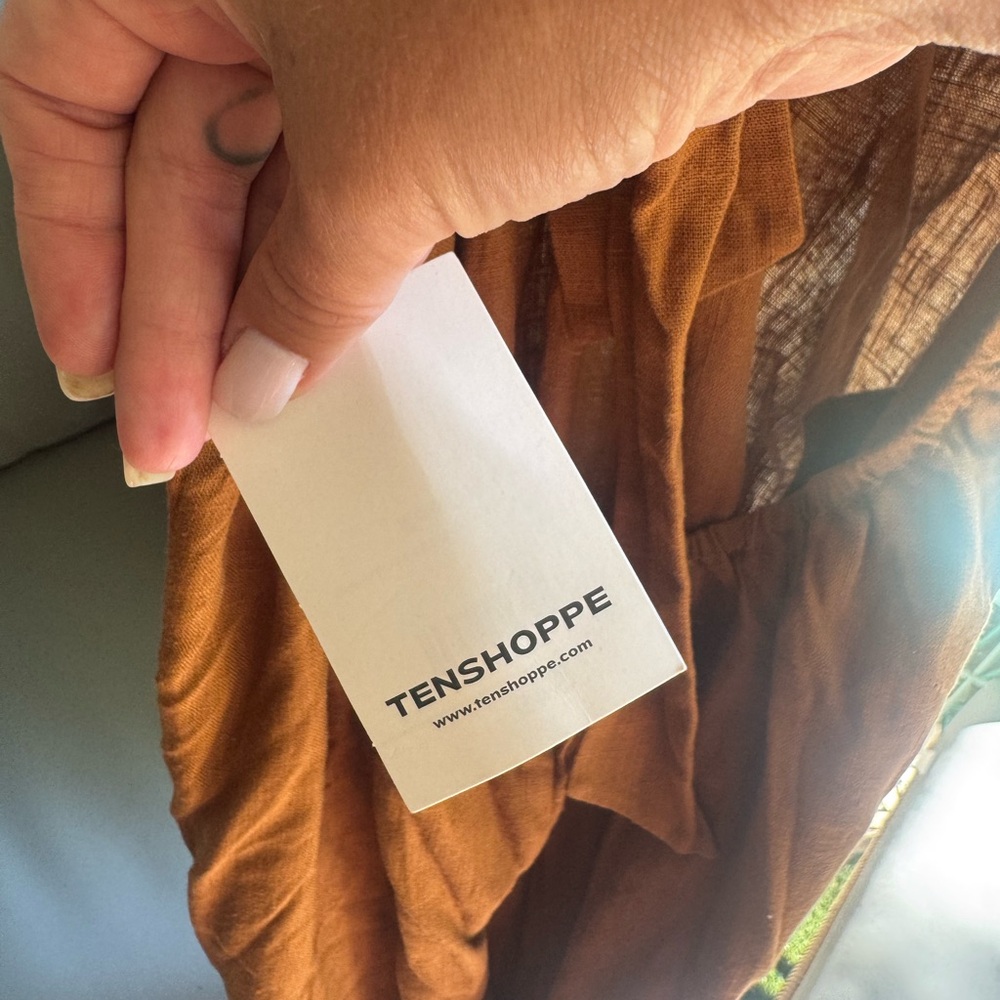 Aakaa Women's Linen Maxi Halter Dress in Rust Orange - Sz Large - Picture 3 of 5